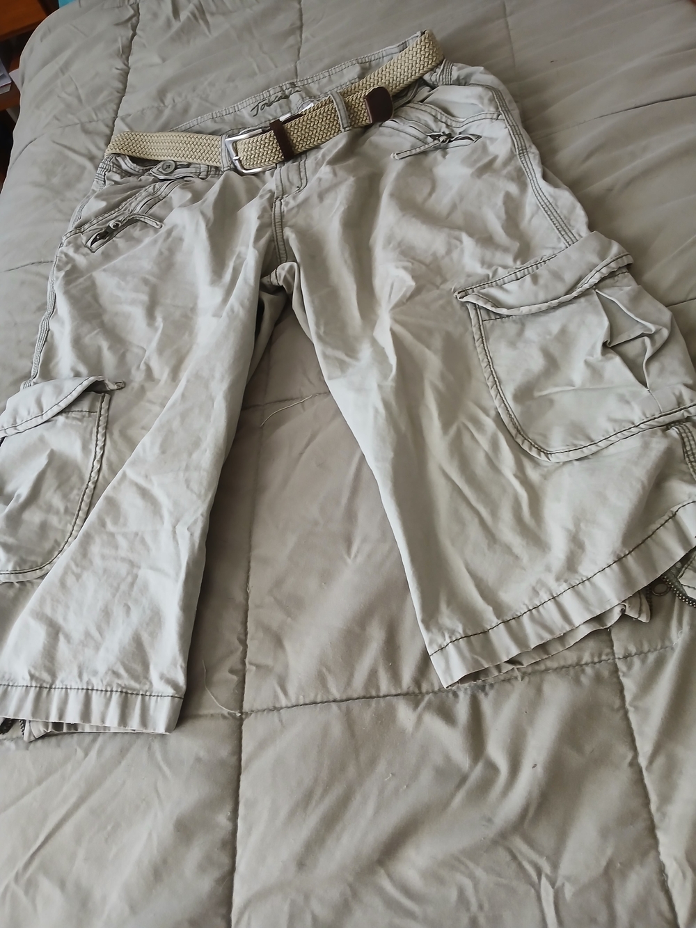 Jordache Light Beige/Tan Cargo Shorts with Woven Belt